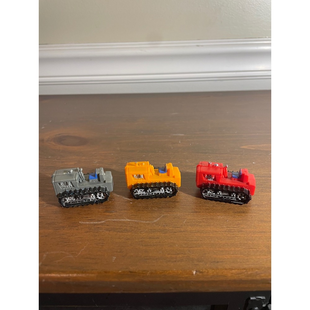 Vintage open cage tractor bulldozer plastic lot of 3
